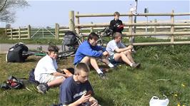 Lunch on the banks of Cripps River, near East Huntspill, 11.8 miles into the ride
